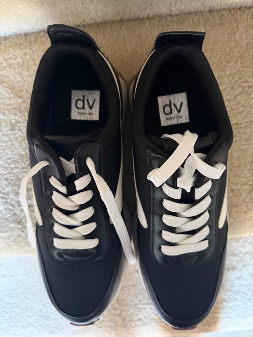 DV by Dolce Vita Black and White Low-Top Lace-Up Sneakers